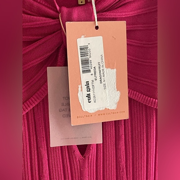 NWT Cult Gaia Elfreda Cut Out Ribbed Sexy MIDI Dress Dragonfruit Pink Fuchsia - Picture 5 of 10
